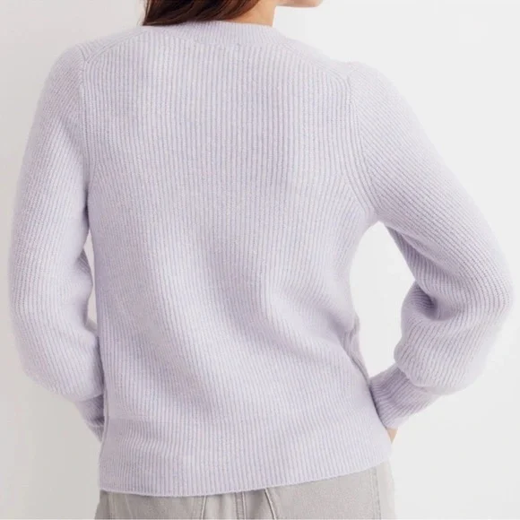 Madewell Melwood Square Neck Wool Blend Sweater in Coziest Yarn Lilac Small - Picture 2 of 10